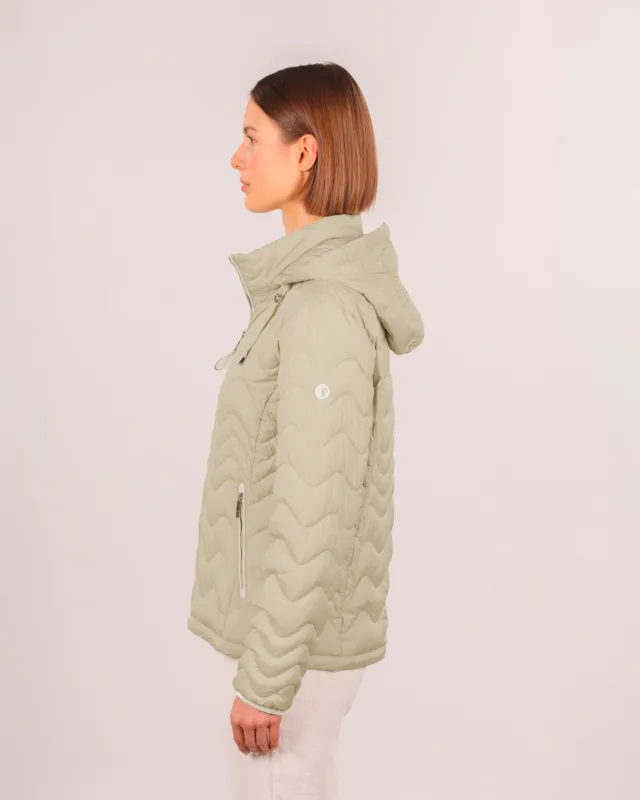 Moderne Damensteppjacke Wellenstepp Silk-Touch - Modische Damenjacke in Beige